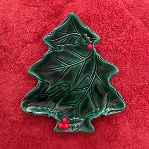 Vintage Lefton Holly Berry Christmas Tree Dish